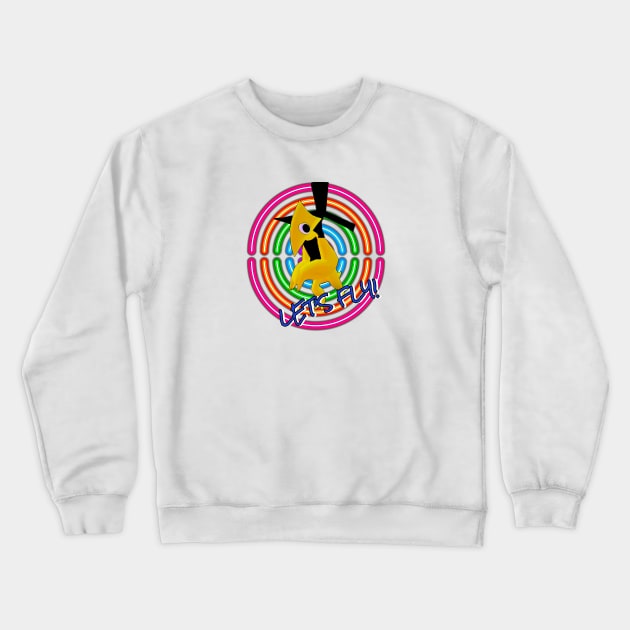 Let’s Fly! - Yellow - Rainbow Friends Crewneck Sweatshirt by Atomic City Art